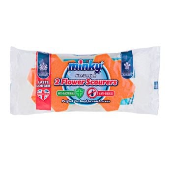Anti-Bacterial & Anti-Grease Non-Scratch Flower Scourers 2pk
