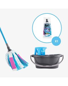 3 in 1 Power Clean Strip Mop with Bucket & Wringer and head refill