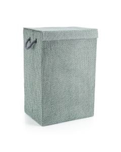 Fabric Laundry Basket in Grey Weave Pattern