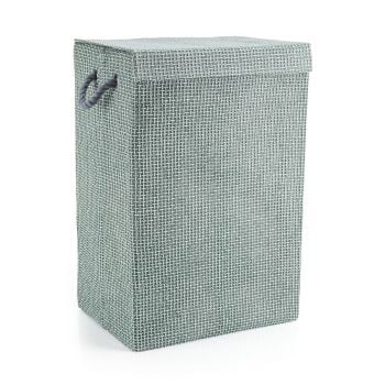 Fabric Laundry Basket in Grey Weave Pattern