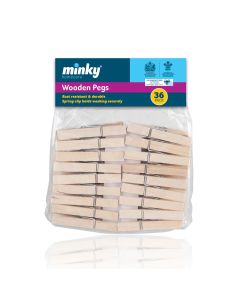 Wooden Clothes Pegs - 36 Pack